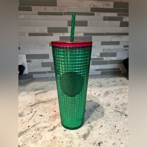 New Starbucks Cup Spring 2023 Watermelon Grid Green Pink Vente 24oz Cold Tumbler